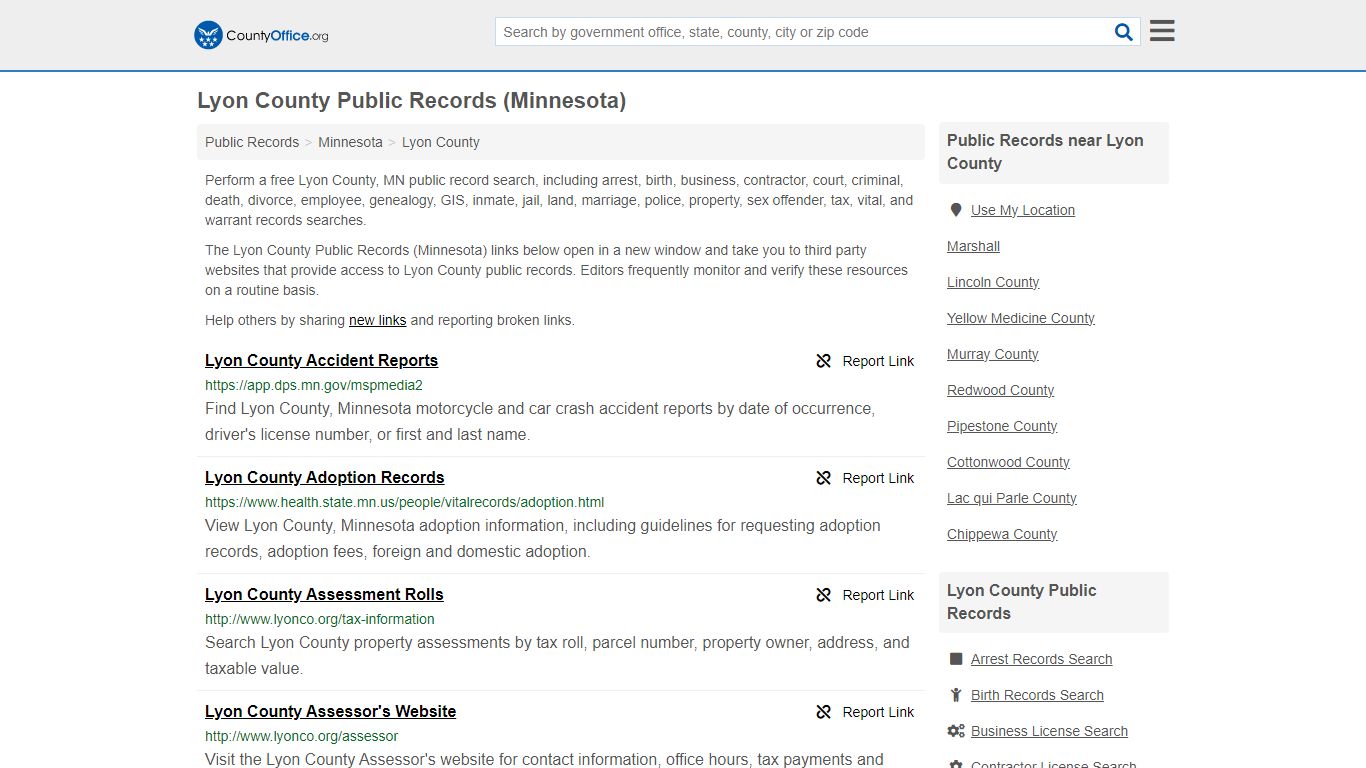 Public Records - Lyon County, MN (Business, Criminal, GIS, Property ...